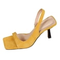 thumbnail image 7 of Stiletto Kitten Heels for Women Suede Slingback Sandals Square Open Toe Casual Summer Pumps Wedding Party Elegant Dress Shoes Yellow Size 8, 7 of 7