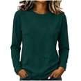 thumbnail image 3 of Tqcoqu Women's Cotton Crew Neck Long Sleeve T-Shirt, Casual Basic Loose Fit Long Sleeve Top, 3 of 8