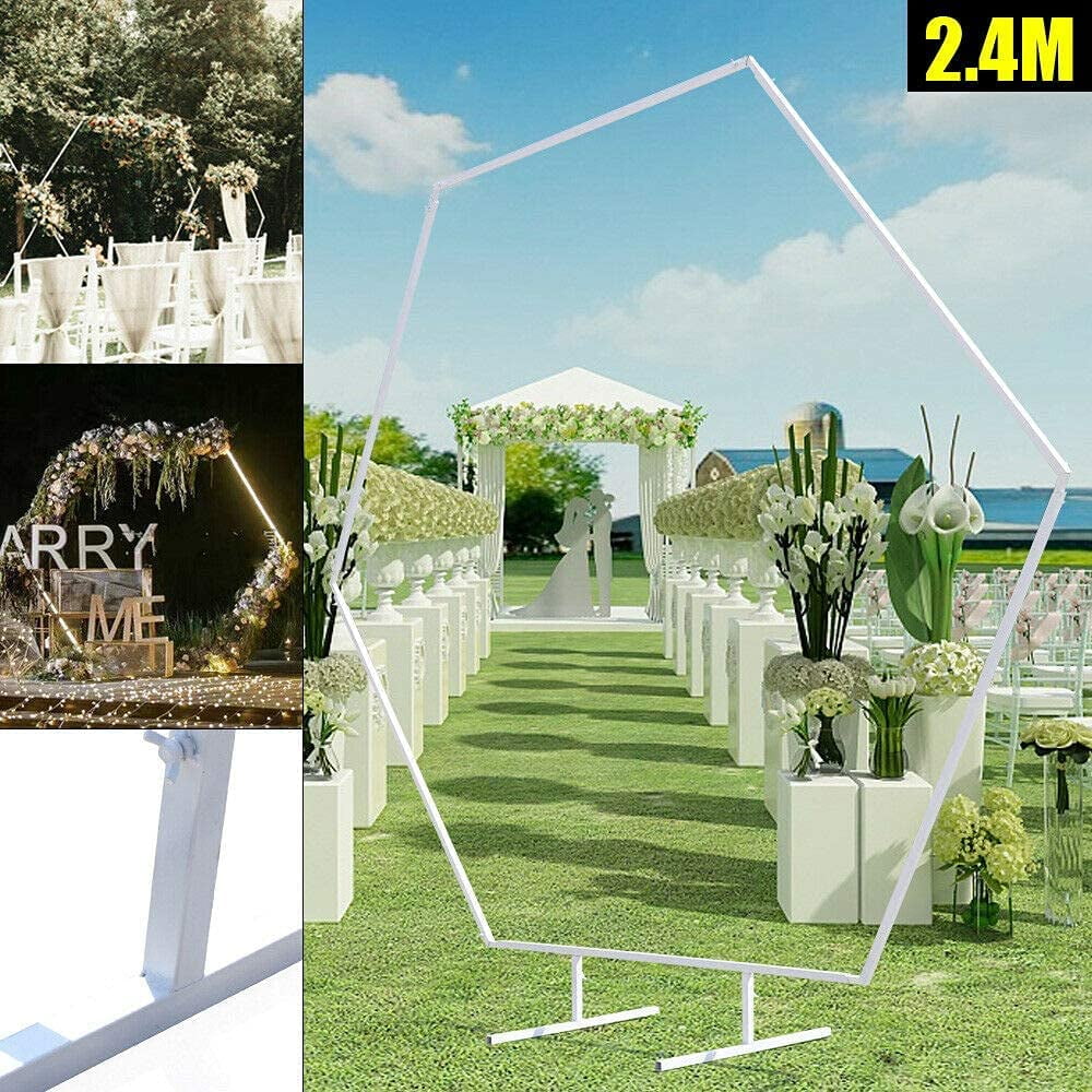 Miumaeov Wedding Backdrop Stand 2.4m Freestanding Wedding Arch Frame