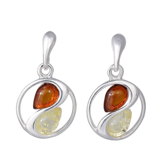 Sterling Silver Baltic Honey and Lemon Amber Earrings