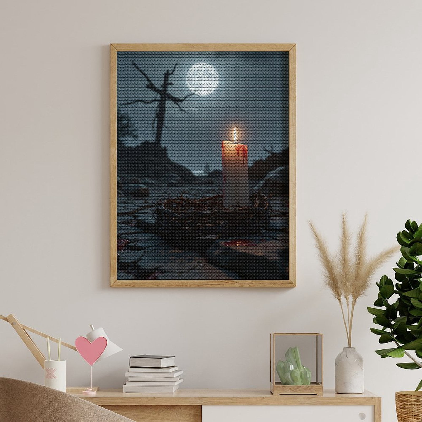 Diamond Art Kits for Adults, Candle Night Moonlit Landscape 5D Diamond Painting Kits for Adults Beginners, DIY Full Drill Diamond Painting, Gem Art and Crafts 12x16