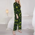 thumbnail image 3 of Goofa Green Branch Olive Printed Women’s 2 Piece Pajama Set Super,Pajamas Women's Long Sleeve Sleepwear Soft Button Down Loungewear Pjs Lounge Set Nightwear-Small, 3 of 9