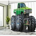 thumbnail image 5 of Ambesonne Cartoon Shower Curtain, Monster Pickup Truck, 69"Wx84"L, Green Grey, 5 of 5