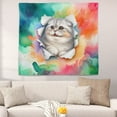 thumbnail image 2 of Funny Watercolor Adorable Scottish Fold Peeking Through Torn Paper Effect Tapestry Cat Lover Kitten Owner Gifts Wall Hanging Backdrop Home Decor - 00026, 2 of 5
