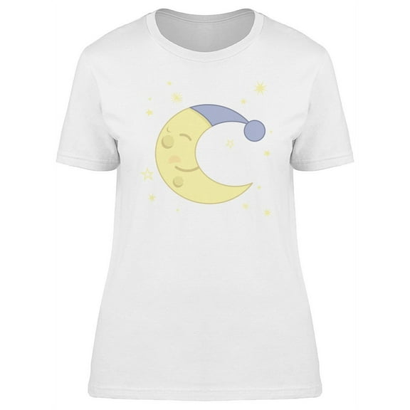 Cute Moon Doodle Cartoon T-Shirt Women -Image by Shutterstock, Female XX-Large