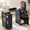 Black, variant on Nail Desk for Nail Tech with Lockable Wheels, Rolling Manicure Table w/LED Light Display Cabinet , Storage Drawers, Dust Collector, Wrist Rest for Beauty Salon, Spa & Home