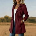 thumbnail image 5 of Zynoxe Women's Mid Length Windbreaker Jackets Comfort Elastic Waist Long Sleeve Outdoor Jacket Trendy Lapel Collar Button Down Jacket Lightweight Versatile Solid Color Trench Coat with Pockets XL, 5 of 9