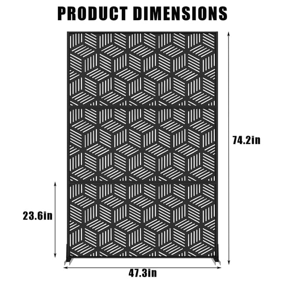 Panel decorativo resistente para jardín y exteriores - Pantalla de privacidad metálica - Diseño moderno con orificios cuadrados - Acero galvanizado