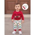 thumbnail image 6 of Loicainy Newborn Infant Baby Boy Christmas Clothes Set 3 6 12 18 Months Letter Embroidery Long Sleeve Romper Lights String Pattern Long Pants and Hat 3Pcs Outfit, 6 of 9
