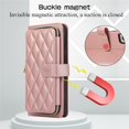 thumbnail image 3 of YEYKX Wallet Case for Samsung Galaxy S23 5G 6.1inch with Wrist/Shoulder Strap, 9 Card Slots Zipper Purse Luxury Leather Stand Checkered Cell Phone Cover,Rose Gold,For Galaxy S23 5G, 3 of 10