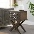 thumbnail image 4 of Leick Home 10082-WA Two Drawer Mirrored Diamond Filigree X Base Nightstand Side Table, Walnut, 4 of 17