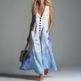 thumbnail image 2 of fheaev Womens Summer Maxi Dress Tank Sleeveless V Neck Button Down Casual Floral Loose Beach Vacation Sundress with Pockets Multicolor 2XL, 2 of 7