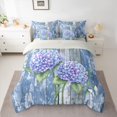 thumbnail image 3 of Manfei Garden Hydrangea Queen Bedding, Cute Flower Bedding Comforter Set Queen, Dusty Blue Hydrangea 7 Pieces, 3 of 6
