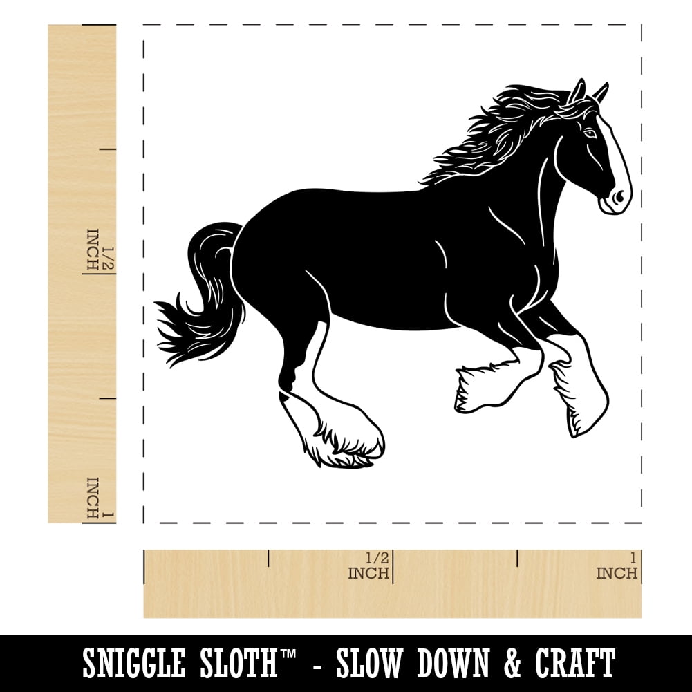 Mighty Clydesdale Horse Self-Inking Rubber Stamp Ink Stamper - Blue Ink - Small 1 Inch
