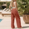 thumbnail image 6 of ClodeEU Women's High Waisted Straight Leg Pants with Drawstring,Casual Loose Fit Trousers Red,Womens Plus S, 6 of 9