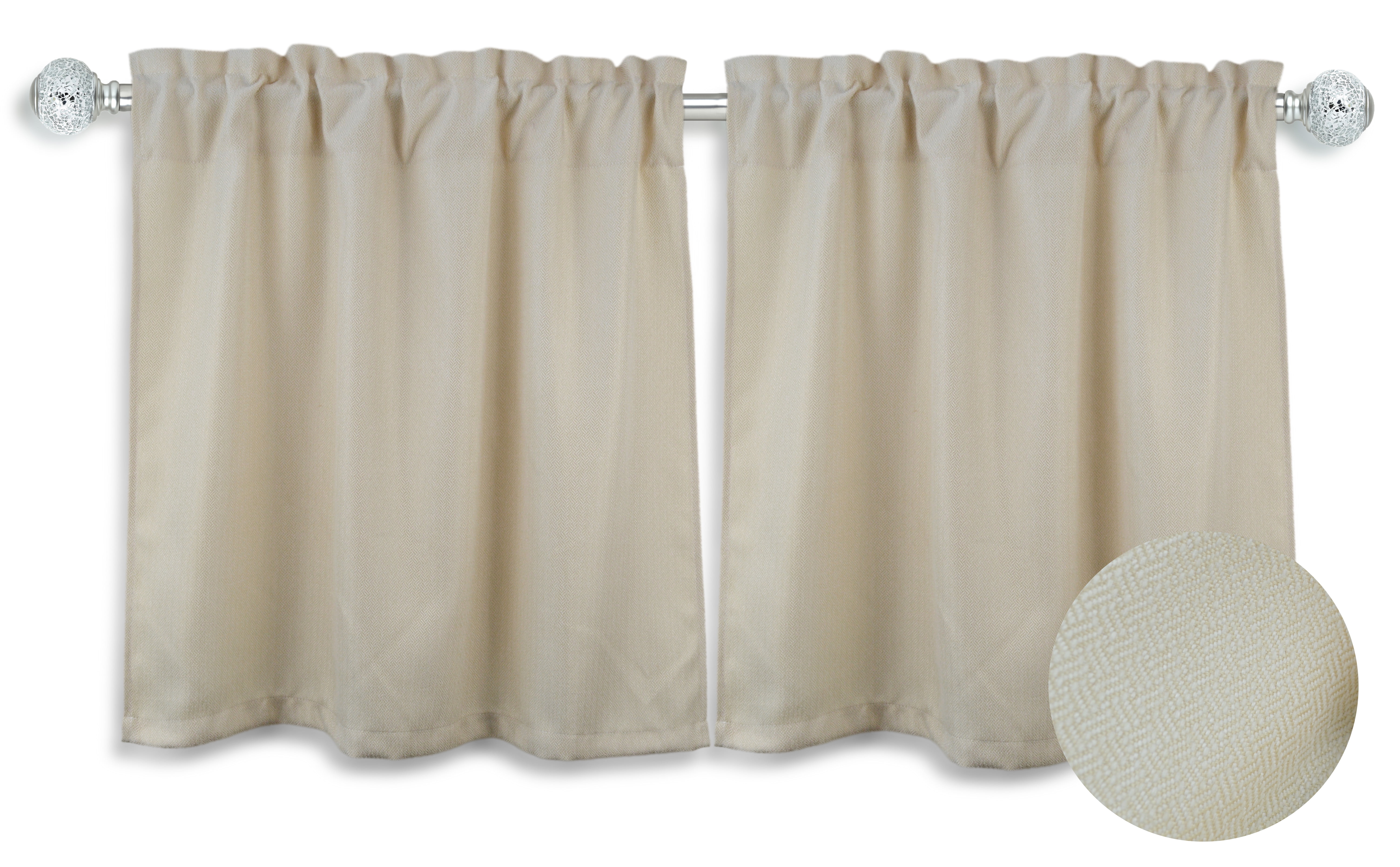 Aiking 24 inch Tiers Window Treatment 2Panels Brushed Rod Pocket