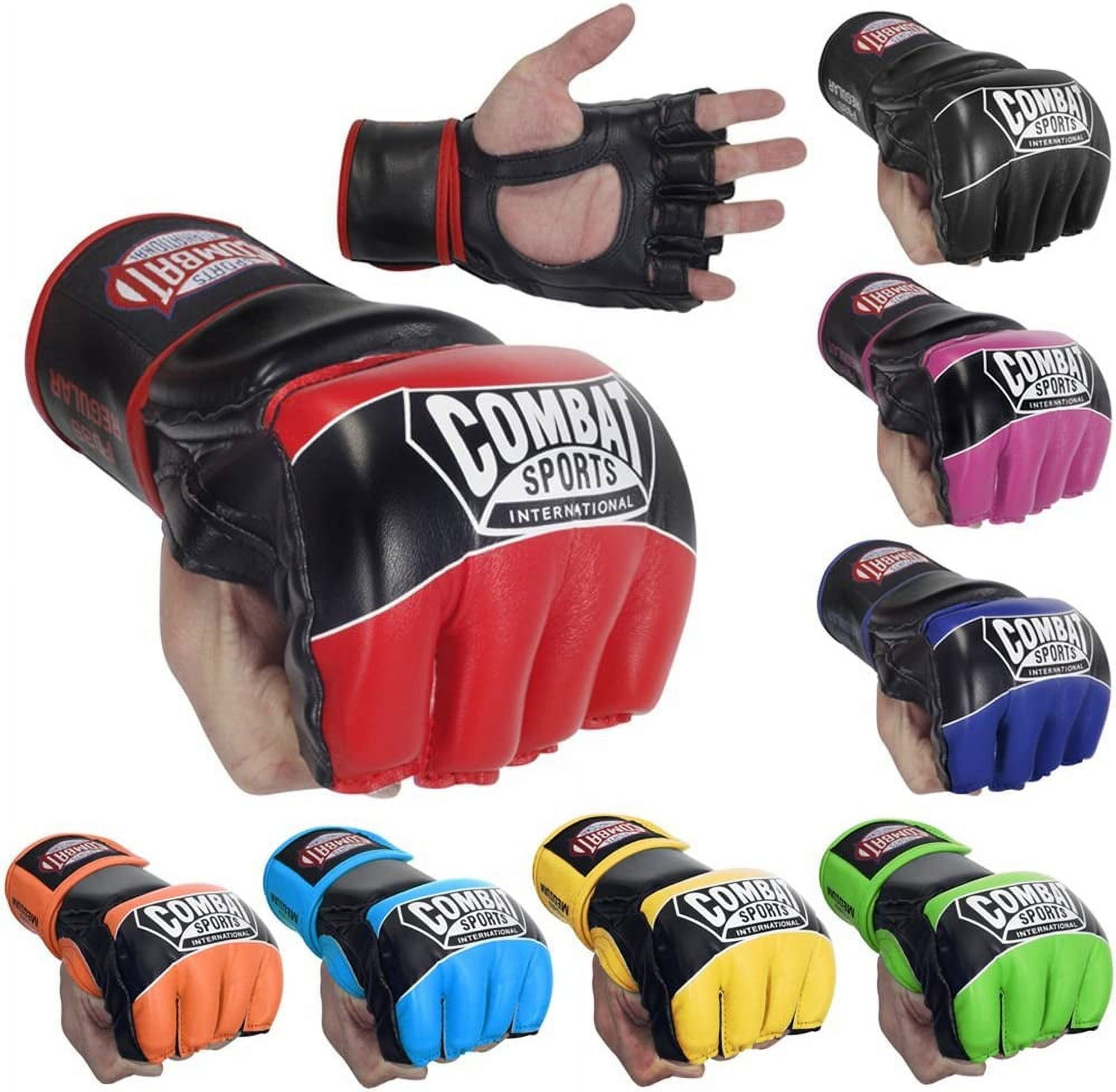 Combat Sports Pro Style MMA Gloves Grappling Sparring Kickboing Muay Thai Punching Bag Training Adult Small Blue