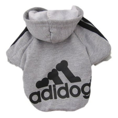 - Pet Puppy Dog Cat Coat Clothes Hoodie Sweater Costumes Gray L