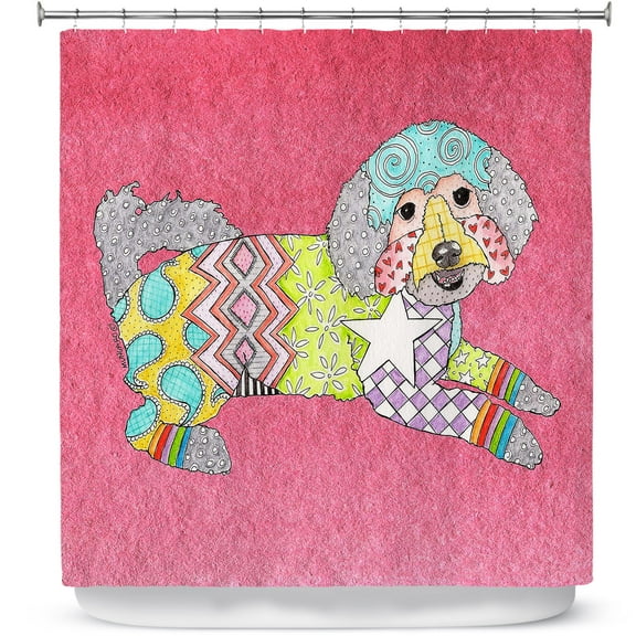 Shower Curtains 70" x 84" from DiaNoche Designs by Marley Ungaro - Maltipoo Pink