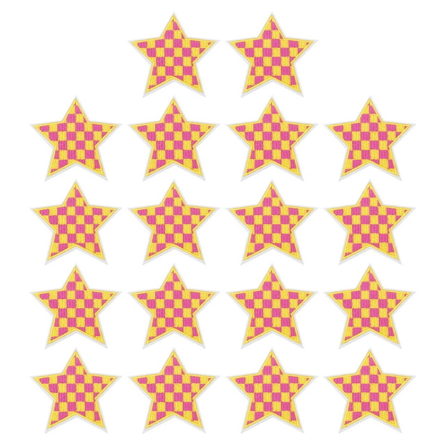 Uxcell 18 Pcs Parches Bordados en Forma de Estrella para Planchar, Apliques Bordados, Parches para Chaquetas, Colección de Denim, Ropa, Vestidos, Sombreros, Jeans, Accesorio DIY, Amarillo/Rojo Rosa