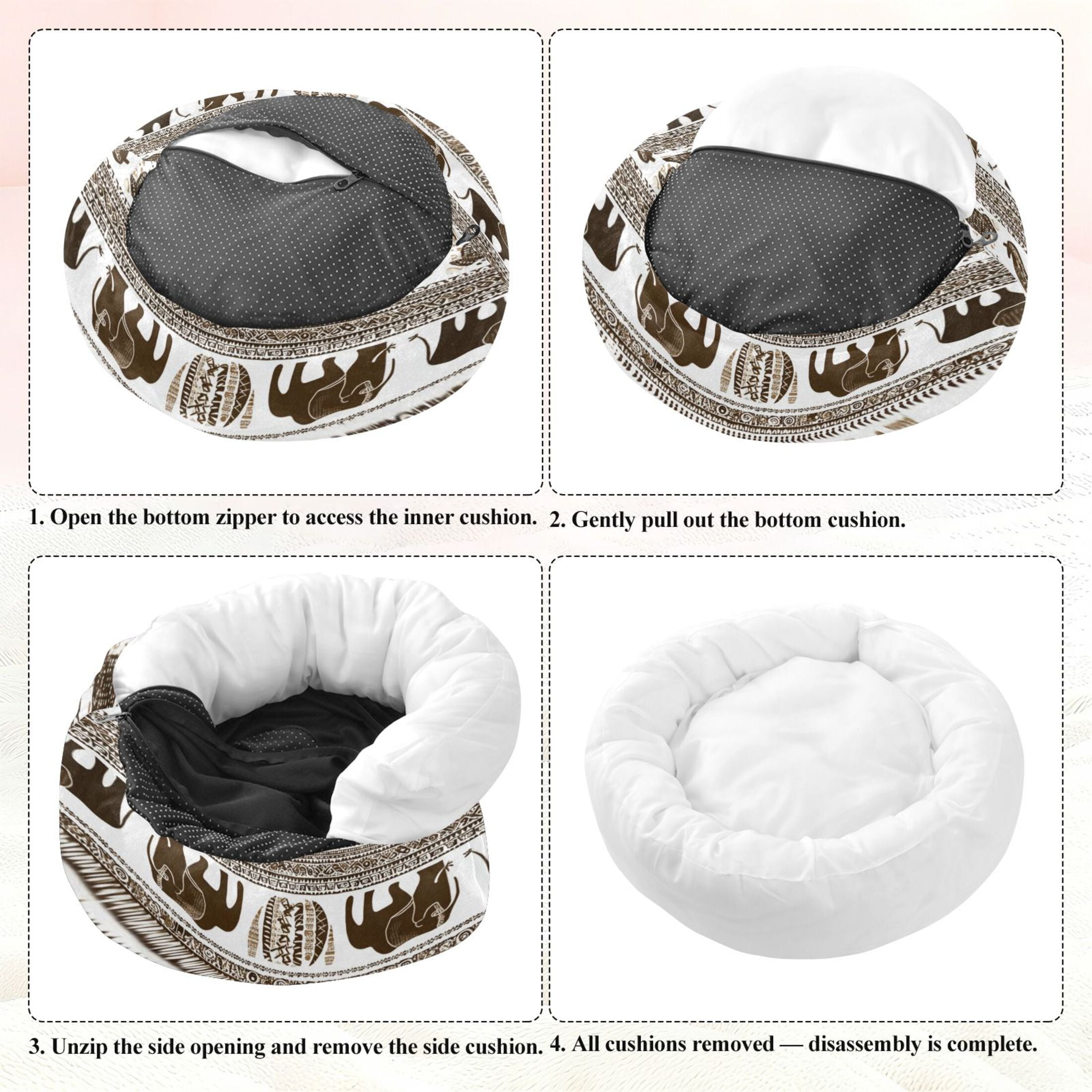 Iauyy Pet Couch Donut Cat Bed for Indoor Cats/Small Dogs Washable & Machine with Non-slip Bottom Calming Cat Furniture, Newt Art Style (M)