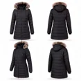 thumbnail image 2 of Winter Puffer Coat for Women Thicken Fleece Lined Down Jacket Waterproof Faux Fur Detachable Hooded Parka, Black M, 2 of 8