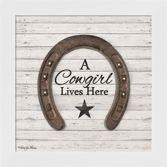 Great Art Now A Cowgirl Lives Here by Robin-Lee Vieira, Framed Wall Art, 14W x 14H