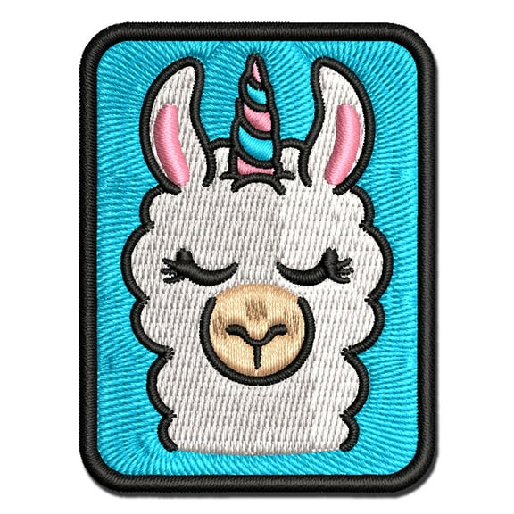 Lovely Llamacorn Llama Unicorn Applique Multi-Color Embroidered Iron-On Patch - 2.5 Inch Small