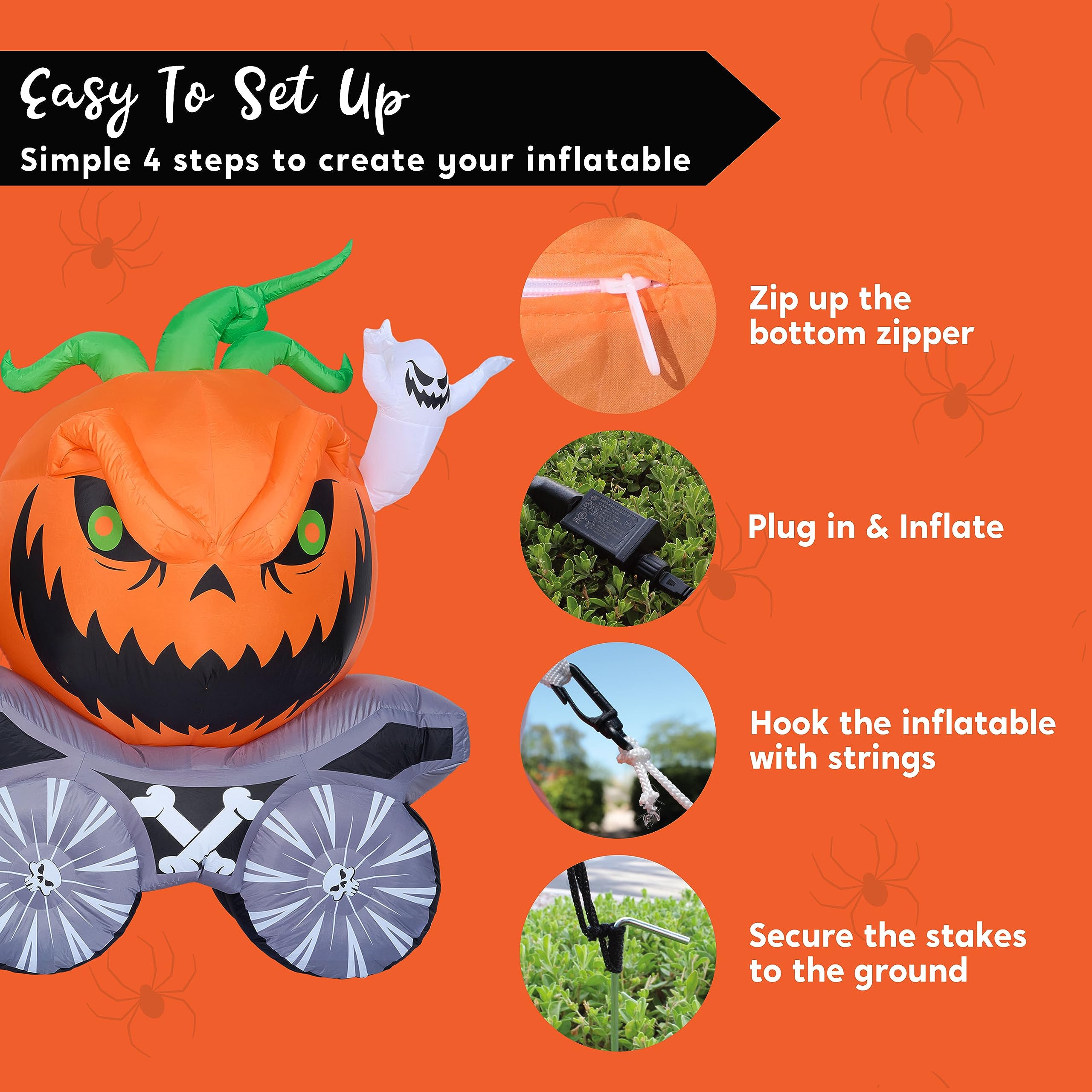 Joyfy 8ft Halloween Pumpkin Carriage Inflatable with LEDs photo 6