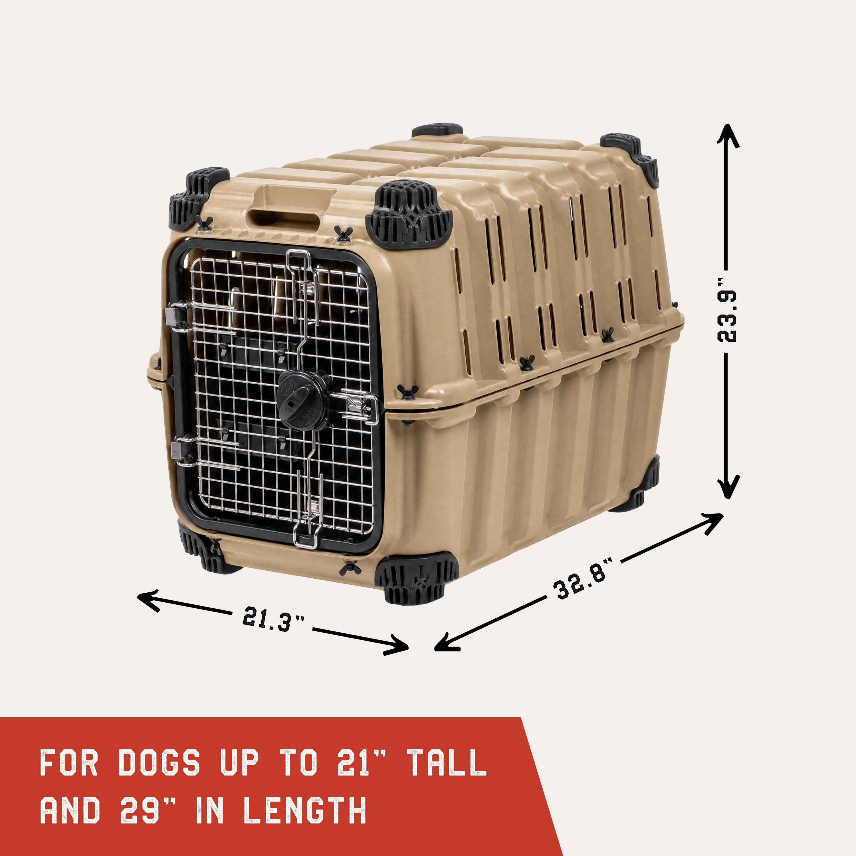 Mammoth Guardian Strong and Durable 32-inch Plastic Dog Kennel, Tan