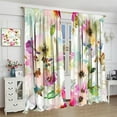 thumbnail image 4 of Watercolor Flower Curtains Abstract Style Colorful Floral Leaves Blackout Print Rod Pocket Window Drapes for Bedroom Living Room 52x84in, 4 of 6