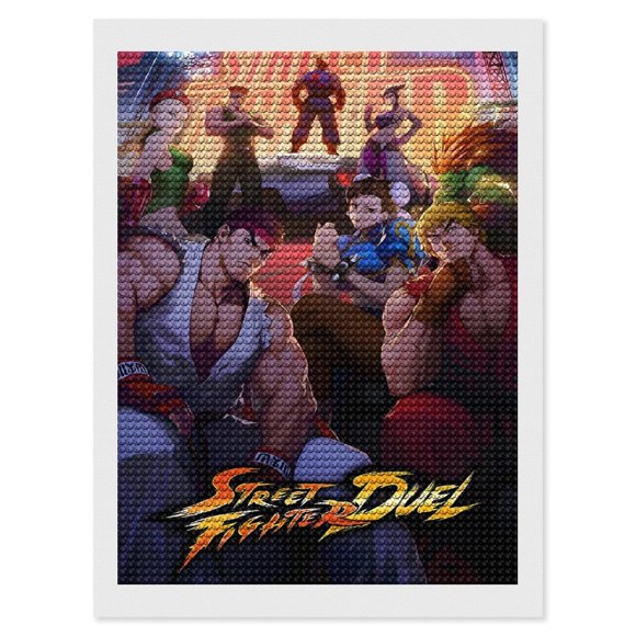 Street Fighter Kits de Pintura de Diamantes para Adultos 5D DIY Diamond Art Kits Full Drill Diamond Dots para Regalo Decoración de Pared y Relajación Artes de Gemas 30*40cm