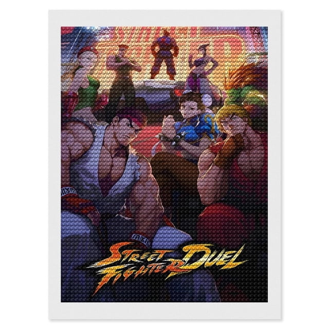 Street Fighter Kits de Pintura de Diamantes para Adultos 5D DIY Diamond Art Kits Full Drill Diamond Dots para Regalo Decoración de Pared y Relajación Artes de Gemas 30*40cm