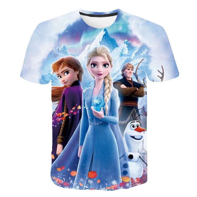 Nueva camiseta Anna Elsa con estampado de animales para niñas, camiseta Unisex de Elsa, ropa para niños, Top de dibujos animados para 3, 4, 5, 6, 7, 8 años, ropa de cumpleaños para niños 10T Gao Jinjia LED