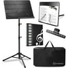 Music stand, 2 in 1 Dual-Use Folding Sheet Music Stand & Desktop Book Stand with Portable Carrying Bag, Sheet Music Folder & Clip Holder (Black)