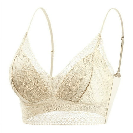 BYHONG Women Plus Size Vest Crop Wire Frees Bra Lingerie Sexy V Neck Underwear Lingerie Bars for Women White L