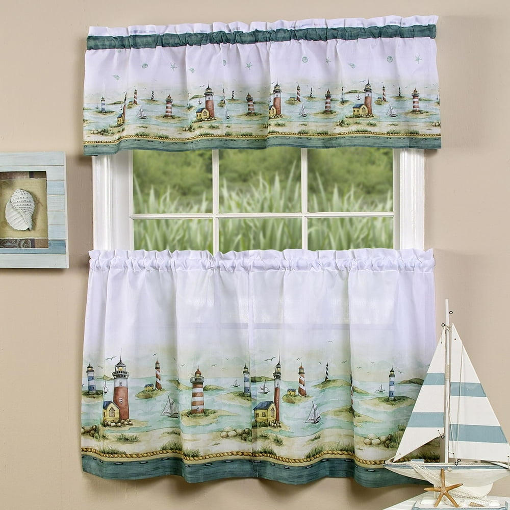 Traditional Elegance Lake House Tier and Valance Window Curtain Set