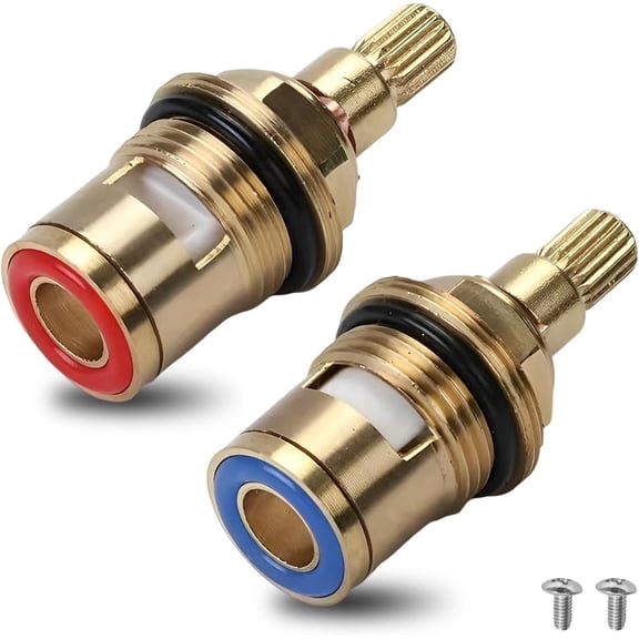 2 Pieces Universal Mixer Tap Cartridge for Bathroom Kitchen, 1/4 Turn 20 Spline Replacement Ceramic Tap Cartridges Tap Valve Solid Brass Ceramic (1 Pair Hot & Cold)