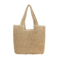 thumbnail image 1 of Sonducket Exquisita artesanía para un bolso de playa de paja simple y moderno, bolso de mano de gran capacidad con cremallera Bolsas de mensajero y de hombro color crema, 1 of 6