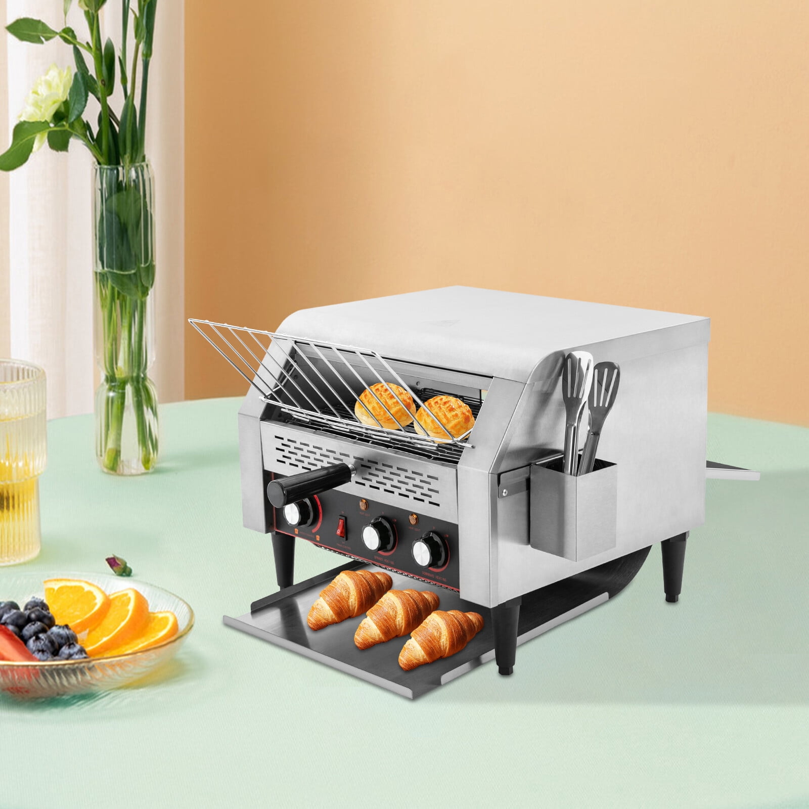 Silver Tabletop Electric Commercial Restaurant Industrial Conveyor Toaster 450 Slice/Hour 7Speed