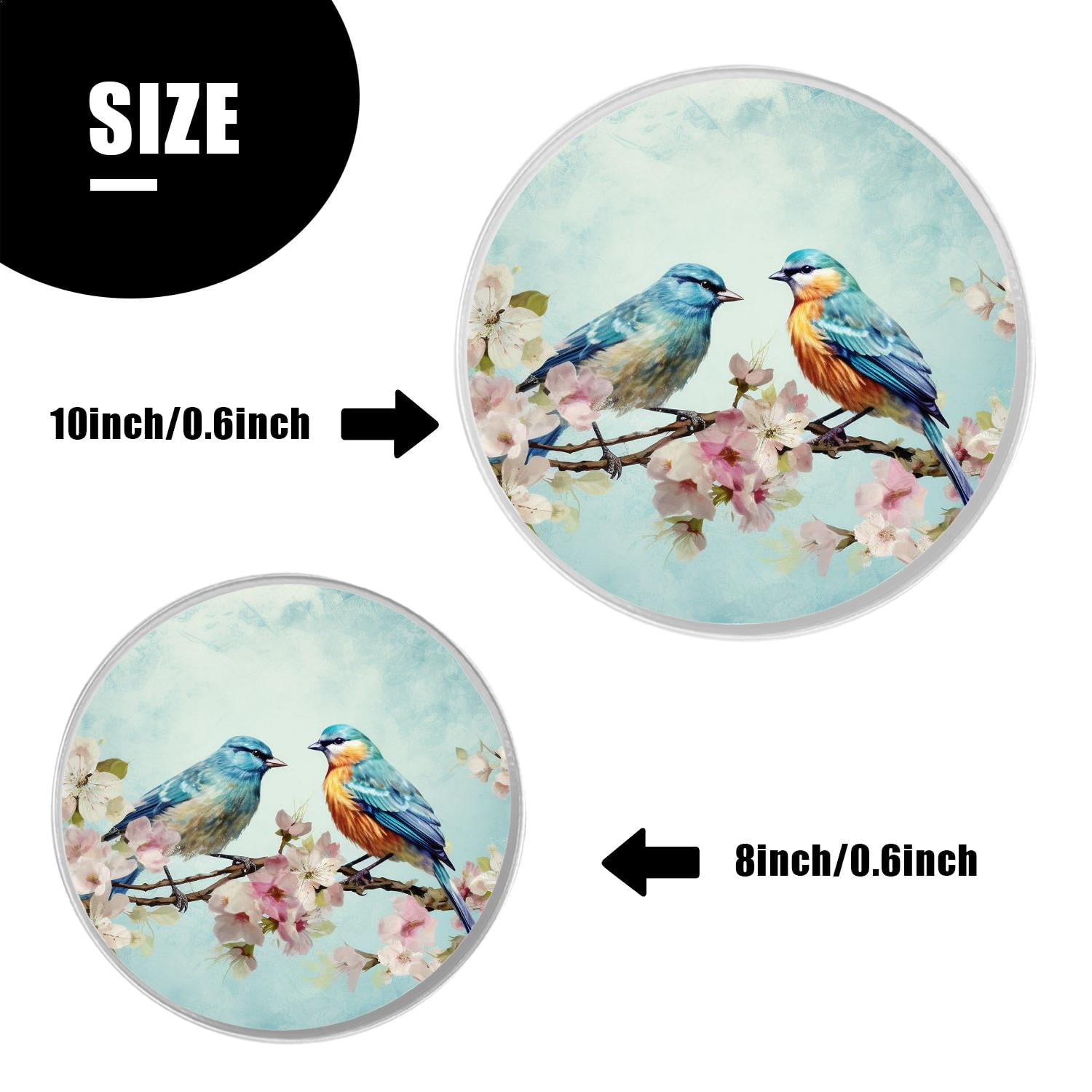 Round Stove Burner Covers 4 Pcs for Home Decor Cooktop Decorative ,Vintage Bird Butterfly Rose Flower Watercolor picture, Metal Round Stove Burner Covers 8Inch And 10Inch