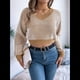 thumbnail image 5 of Suéter Corto de Mujer con Cuello en V y Larga, Jersey de Punto Caqui M, 5 of 10