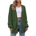 thumbnail image 2 of Women's Collarless Knit Cardigan Open Front Long Sleeve Lightweight Casual Plus Size Top, 2 of 5