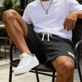 thumbnail image 7 of Besolor Men's Shorts Cotton Linen Casual Elastic Waist Drawstring Summer Lightweight Loose Beach Shorts with Pockets(Small,Black), 7 of 7