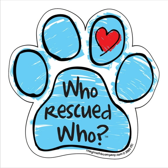 Who Rescued Who Blue Scribble Paw Magnet