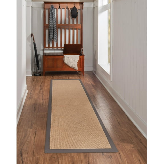 Riverbay Furniture Machine Tufted Wool 2'6"x12' Rug in Cork Brown and Slate