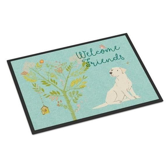 Welcome Friends Yellow Labrador Retriever Indoor or Outdoor Mat - Yellow - 24 x 36 in.