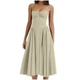 thumbnail image 2 of Plus Size Women's Dress Mid Length Elegant Dress Waist Belt Pocket Slim Dress Tummy Control Body Shaping Summer Vacation Beach Fashion Casual Everyday Wear S-XXXL, 2 of 9