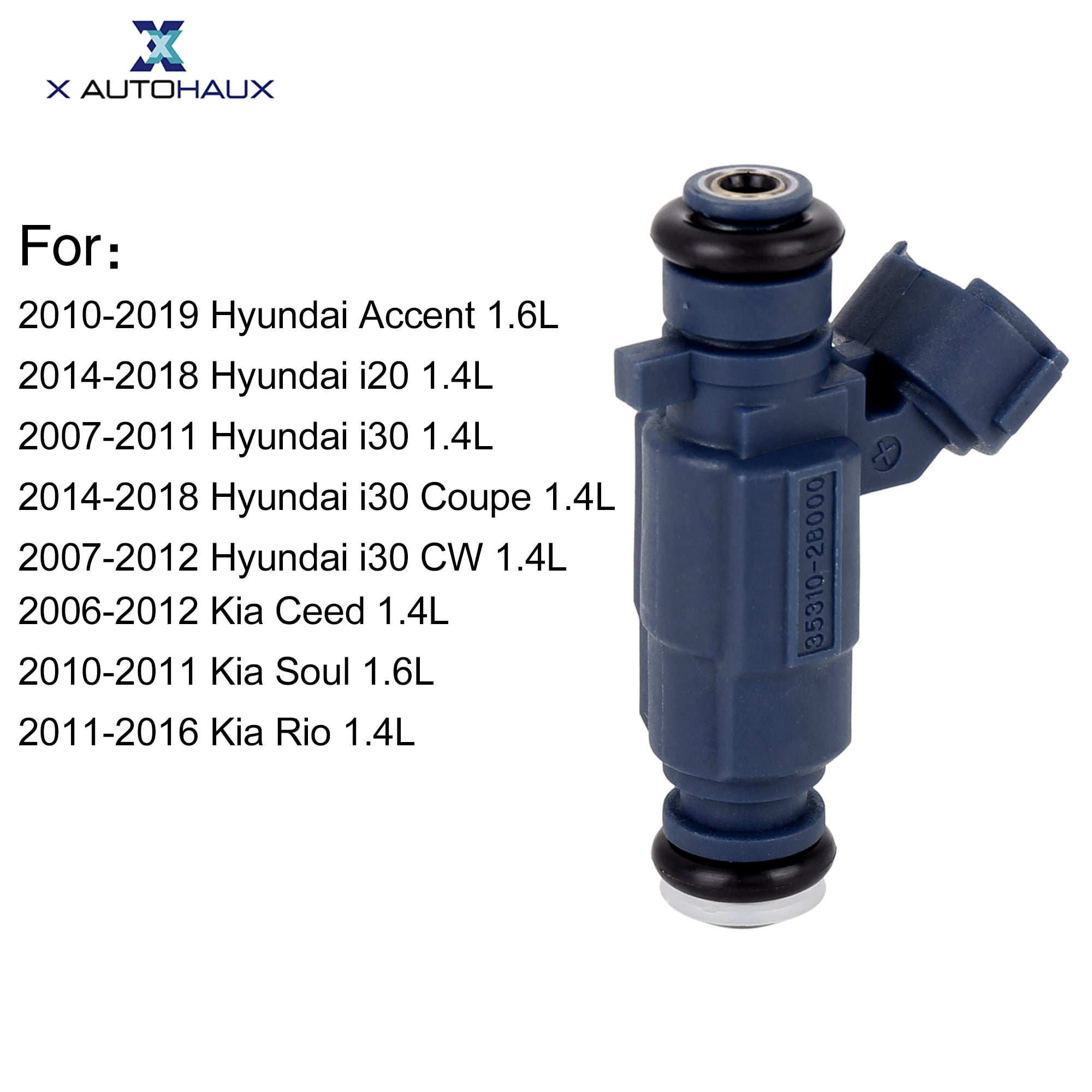 Unique Bargains 4pcs Car Fuel Injector Nozzle for Hyundai i20 1.4L 14-18 35310-2B000