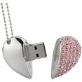 thumbnail image 2 of USB Stick USB 2.0 Flash Drive Waterproof Memory Stick Pink Diamond Heart Necklace - New Gift, Pink, 64GB, 2 of 6